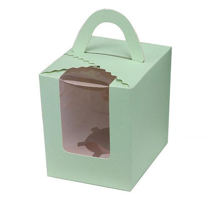 50 Pack Premium Cupcake Boxes with Window Thickened Cardboard Muffin Holders - Green