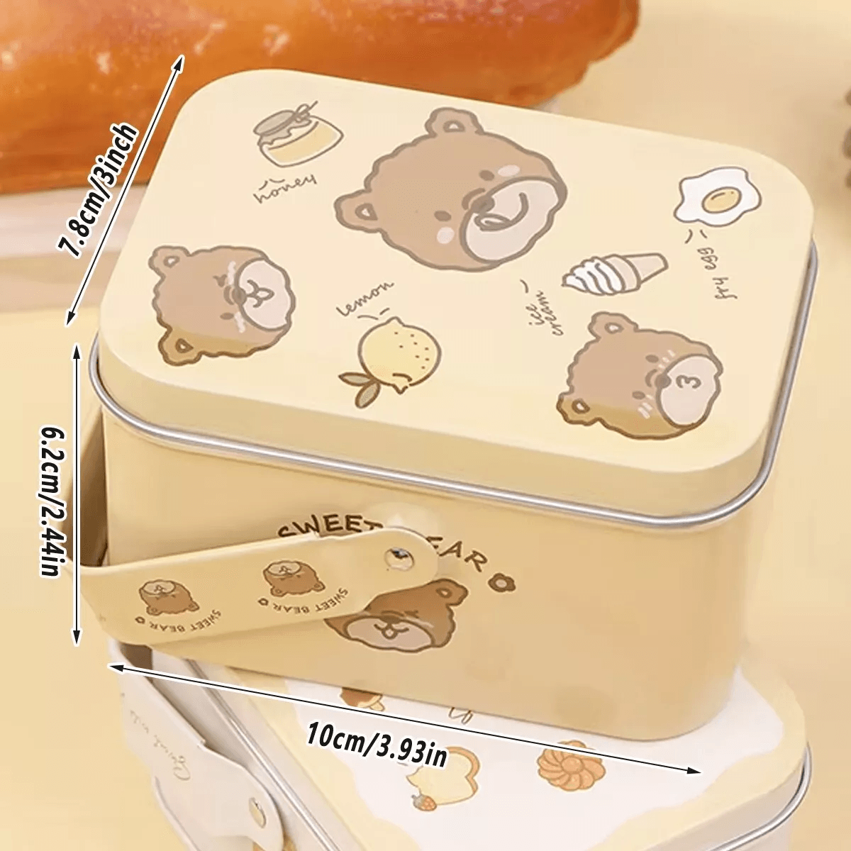 10PCS Cookie Tin Box Metal Biscuit Gift Box Candy Packaging Dragon Year Baking - Bread Bear (bump)