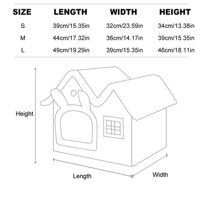 Removable Washable Pet House Four Seasons Cat Enclosed House - Grey-M