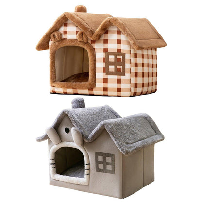 Removable Washable Pet House Four Seasons Cat Enclosed House - Grey-S