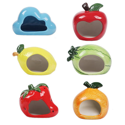 Ceramic Hamster Nest Shelter Landscaping Supplies Small Animal Hideout House - Lemon