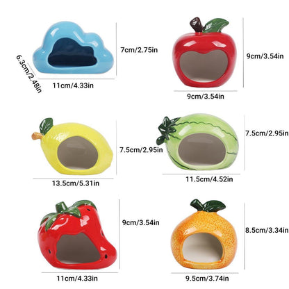 Ceramic Hamster Nest Shelter Landscaping Supplies Small Animal Hideout House - Strawberry