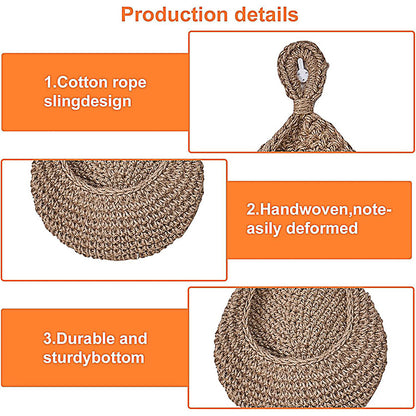 3pcs Boho Hanging Wall Baskets Woven Vegetable Fruit Storage Pouch Kitchen Decor