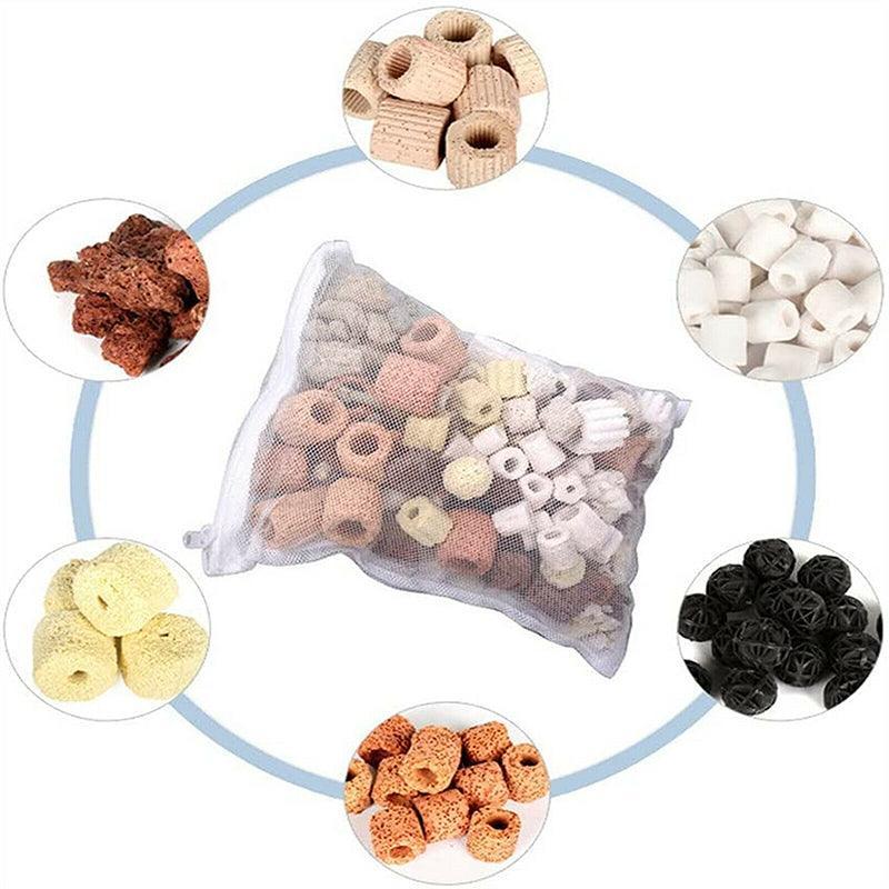 10Pcs Nylon Mesh Bags for Aquarium Pond Filter Media - 20CMx30CM