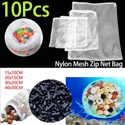10Pcs Nylon Mesh Bags for Aquarium Pond Filter Media - 30CMx40CM