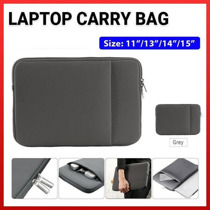 Grey Laptop Macbook Notebook Sleeve Bag Travel Carry Case Cover For 11 13 14 15 Inch Lap Top - 13Inch