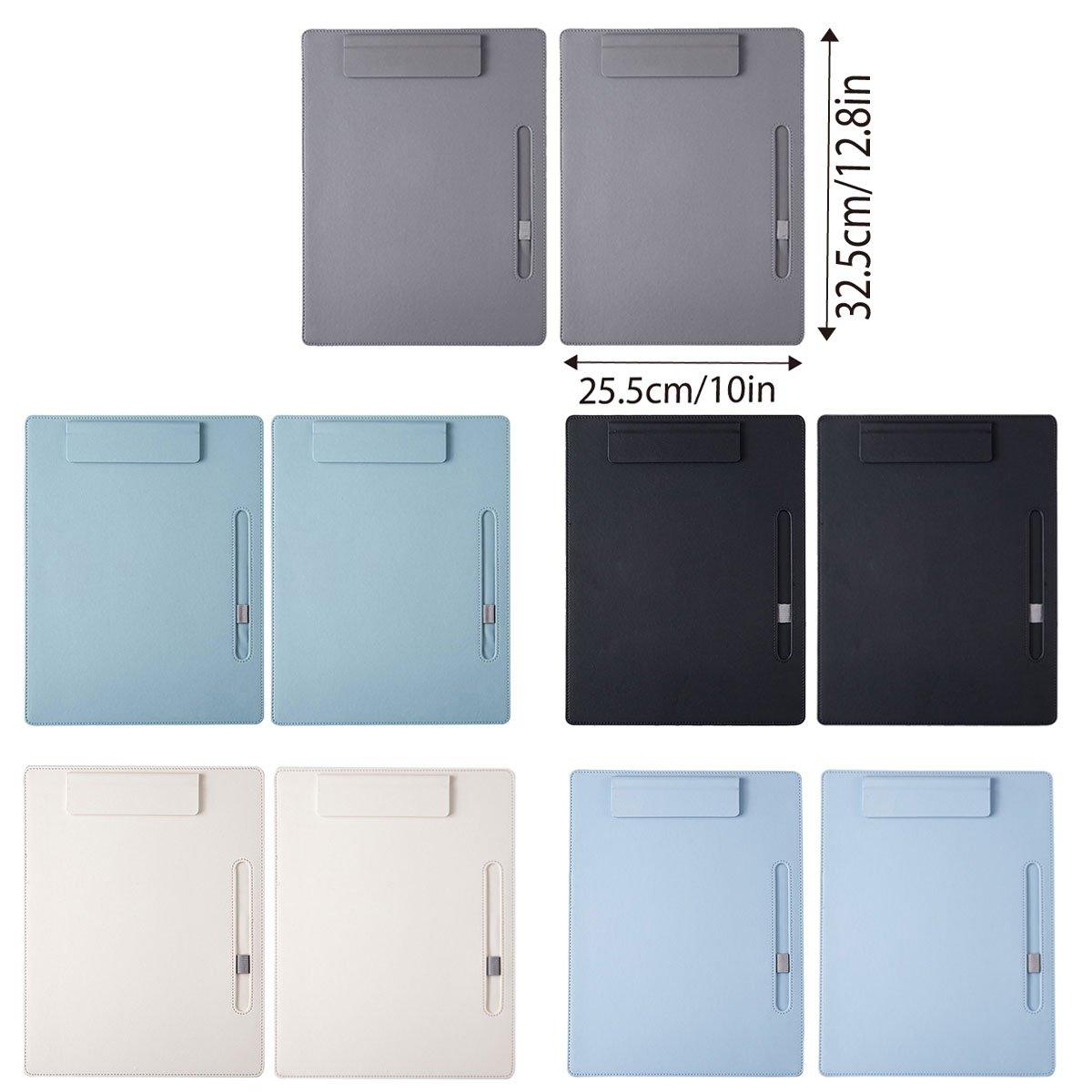 2pcs Leather Clipboard Conference File Holder Hotel Menu Pad Durable Board Clip - Black