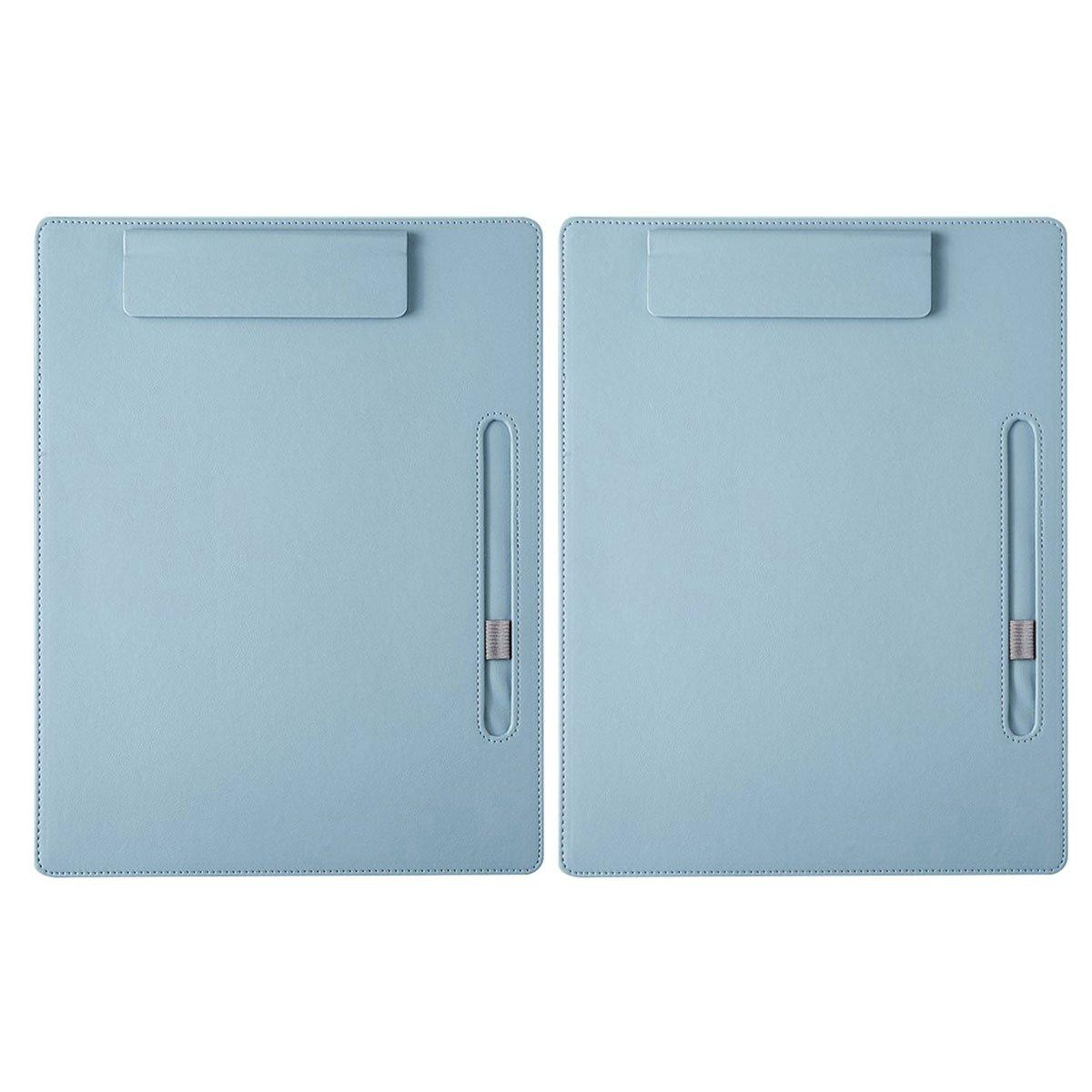 2pcs Leather Clipboard Conference File Holder Hotel Menu Pad Durable Board Clip - Black