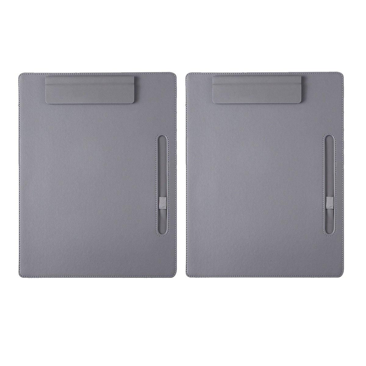 2pcs Leather Clipboard Conference File Holder Hotel Menu Pad Durable Board Clip - Black