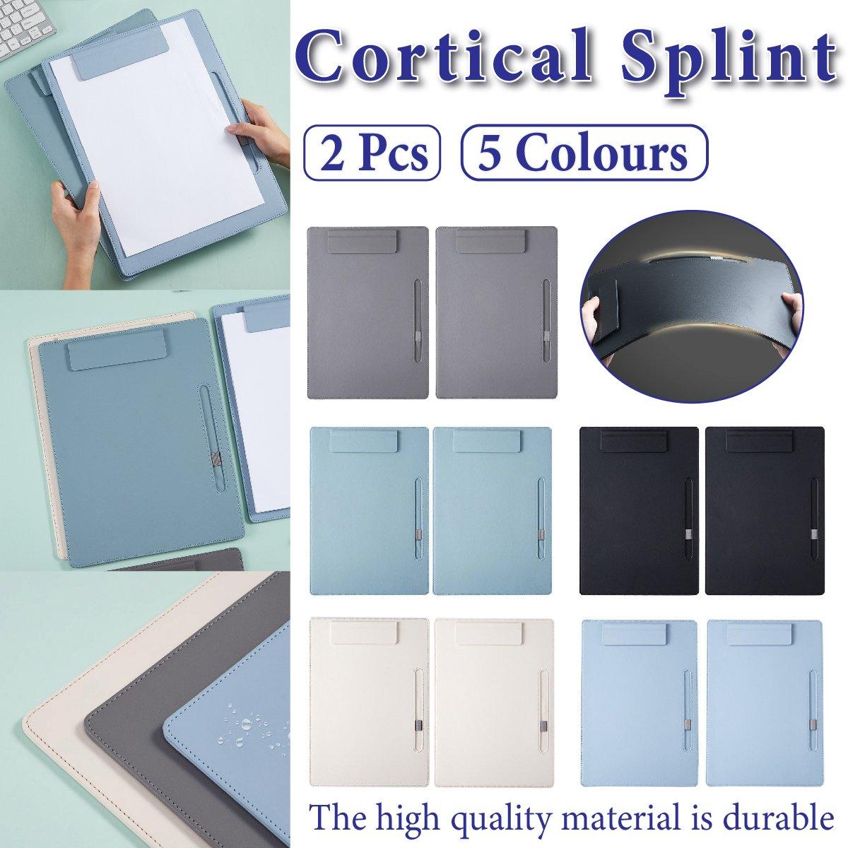 2pcs Leather Clipboard Conference File Holder Hotel Menu Pad Durable Board Clip - Cream