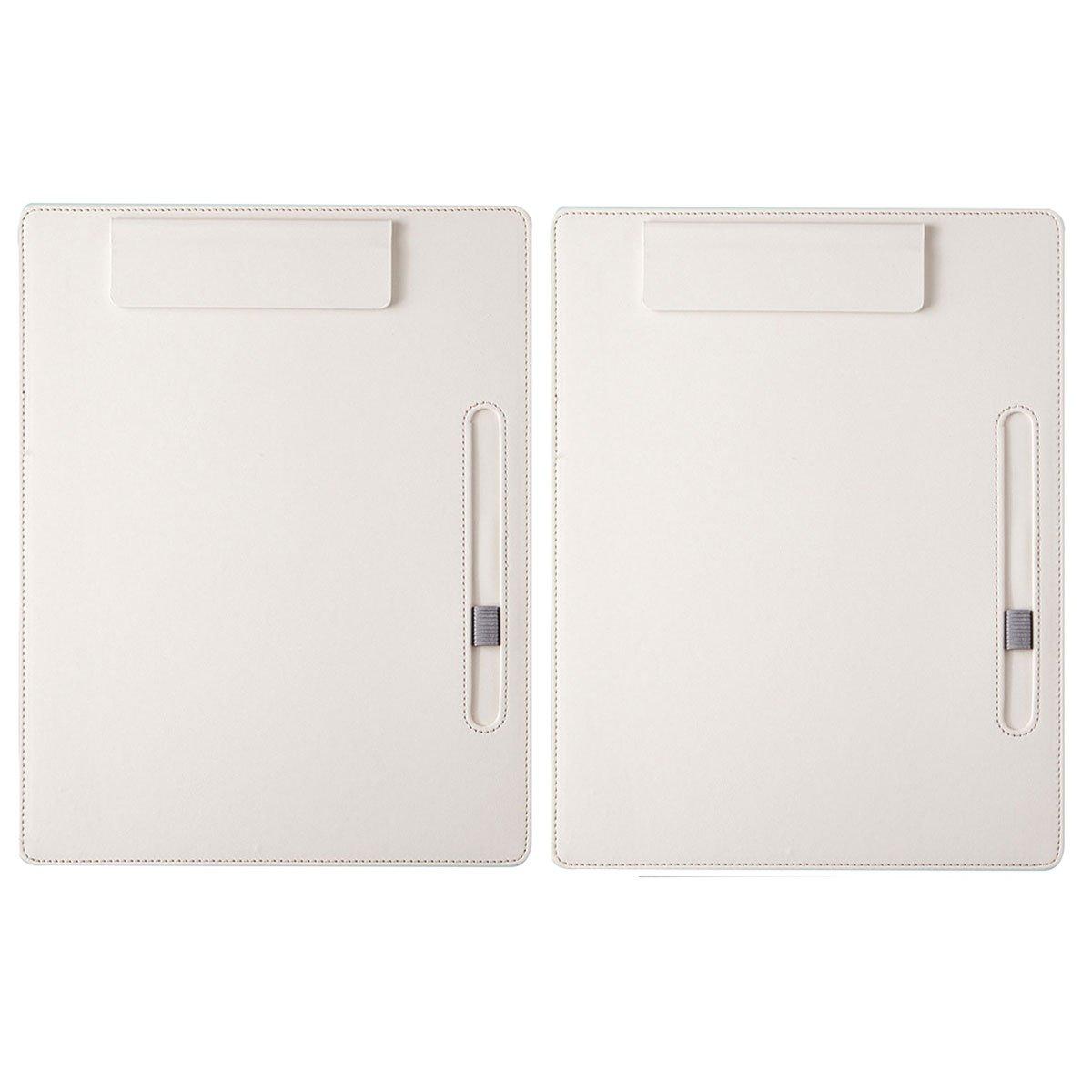 2pcs Leather Clipboard Conference File Holder Hotel Menu Pad Durable Board Clip - Cream