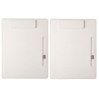 2pcs Leather Clipboard Conference File Holder Hotel Menu Pad Durable Board Clip - Cream