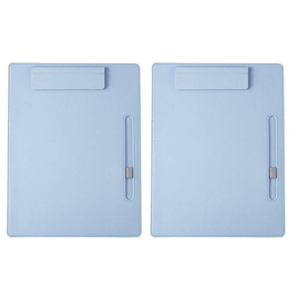 2pcs Leather Clipboard Conference File Holder Hotel Menu Pad Durable Board Clip - Cream