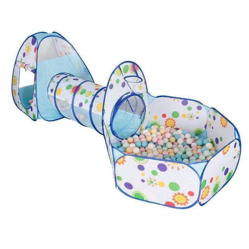 3 in 1 Play Tent Set with Tunnel and Ball Pit for Indoor and Outdoor Fun - 50 PCS Ocean Ball