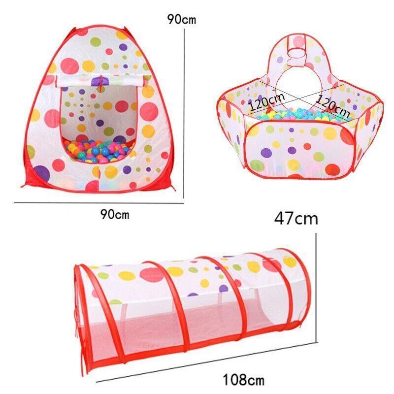 3 in 1 Play Tent Set with Tunnel and Ball Pit for Indoor and Outdoor Fun - 50 PCS Ocean Ball
