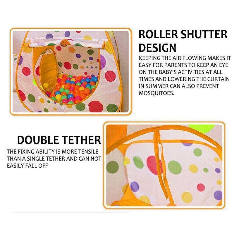 3 in 1 Play Tent Set with Tunnel and Ball Pit for Indoor and Outdoor Fun - 50 PCS Ocean Ball