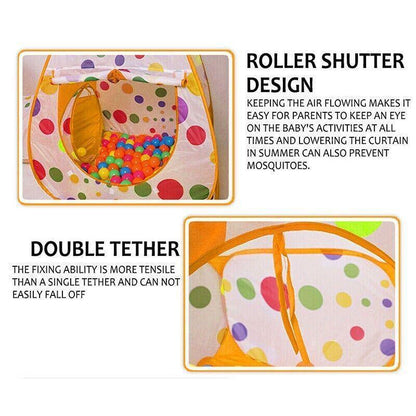 3 in 1 Play Tent Set with Tunnel and Ball Pit for Indoor and Outdoor Fun - 50 PCS Ocean Ball