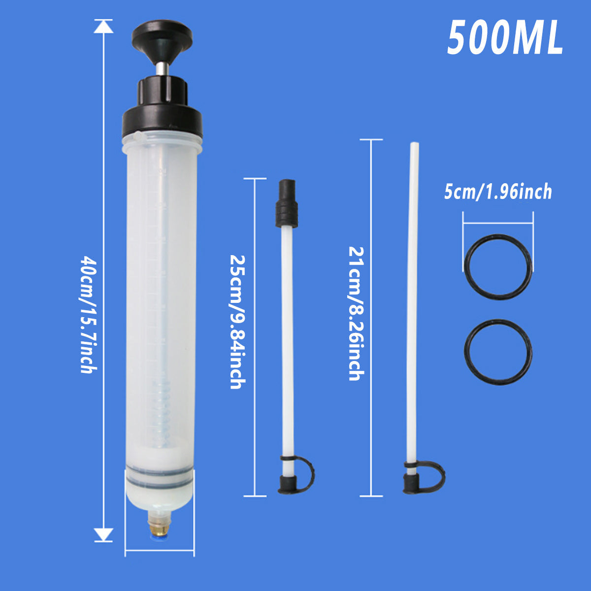 Manual Needle and Barrel Suction Oil Change Tool Pump for Brake Oil Filler - 500cc