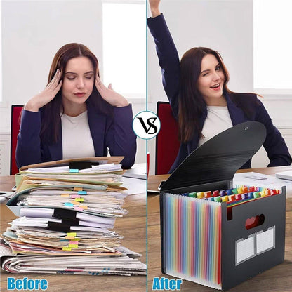 A4 Document Organiser 25 Compartments Multilayer Folder Office File Storage