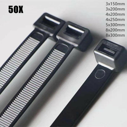 50X Cable Ties Zip Ties Nylon Uv Stabilised Black Cable Tie - 10*700mm White