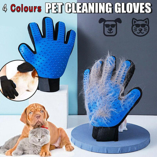Pet Dog Cat Massage Hair Removal Grooming Comb Touch Cleaning Brush Magic Glove - Red Left Hand