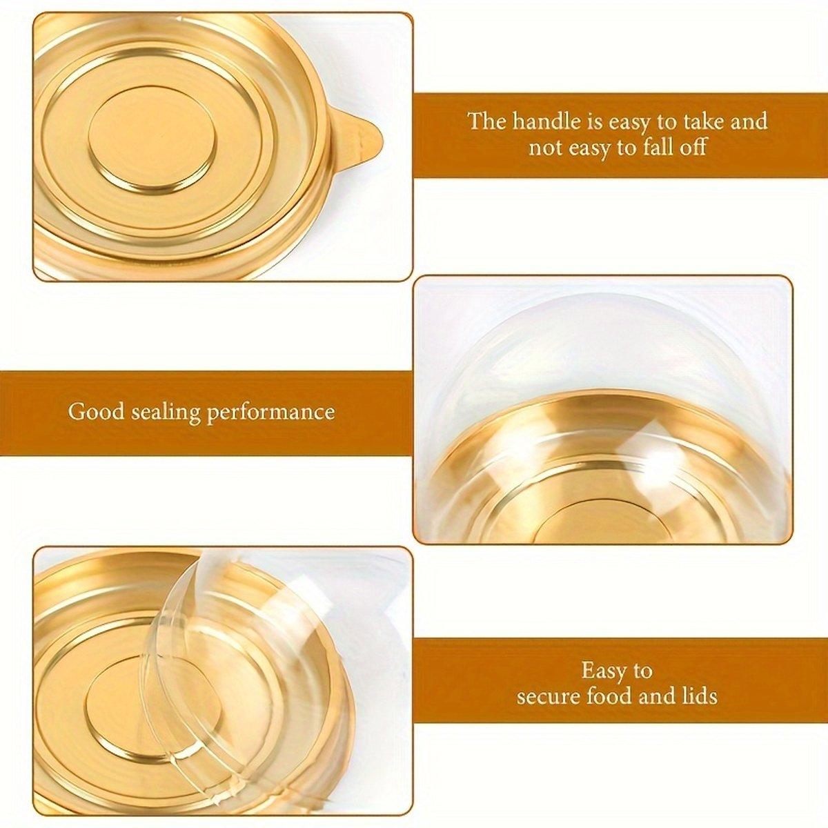 100pcs Round Gold Plastic Bakery Food Packaging Boxes for Cake Dessert Packaging