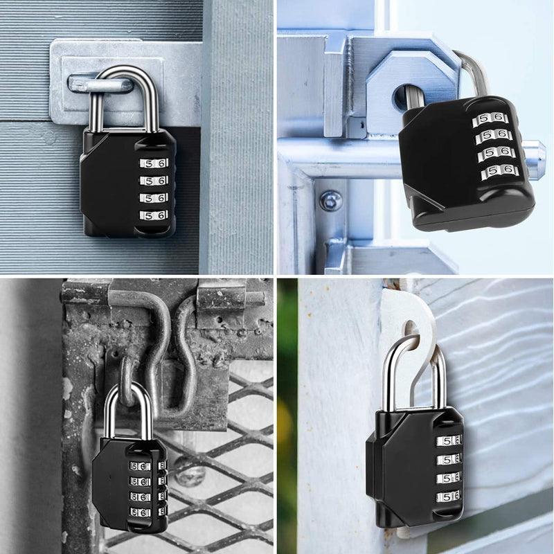 Combination-Lock 4 Digit Outdoor Waterproof Padlock,Gate,Locker,Hasp Number Lock - Black