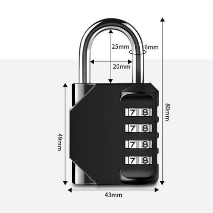Combination-Lock 4 Digit Outdoor Waterproof Padlock,Gate,Locker,Hasp Number Lock - Black