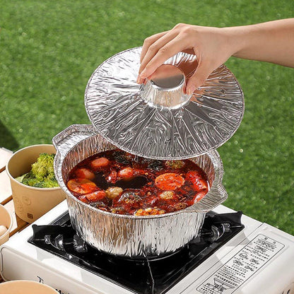 10PCS Duty Aluminum Foil Pots for Hotpot Camping Picnic Tinfoil field cutlery - 4000ml