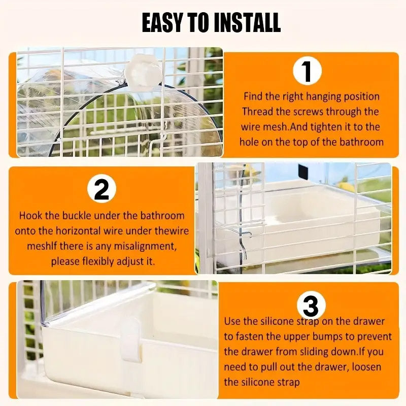 3in1 Parrot Bath Basin Bird Bathtub Cage or Accessory Pet Bird Feeder Water Bowl - Overdress