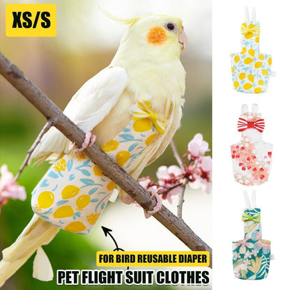 Adjustable Parrot Diaper Bird Flight Suit Tiger Skin Peony Special Supplies - Yellow-XS