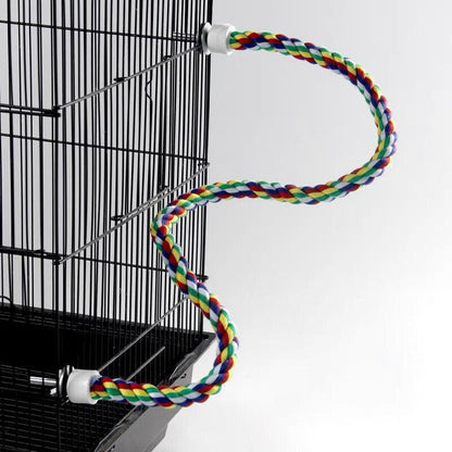 Parrot Rope Perch Colourful Bird Cage Toy Cotton Bungee Swing for Pet Birds - 105CM