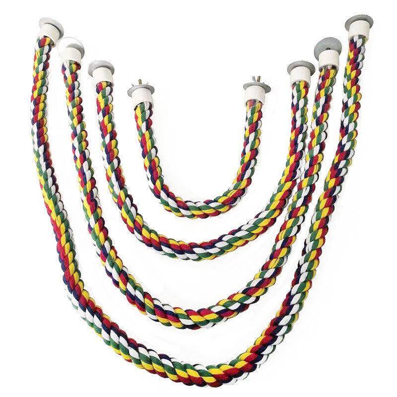 Parrot Rope Perch Colourful Bird Cage Toy Cotton Bungee Swing for Pet Birds - 80CM