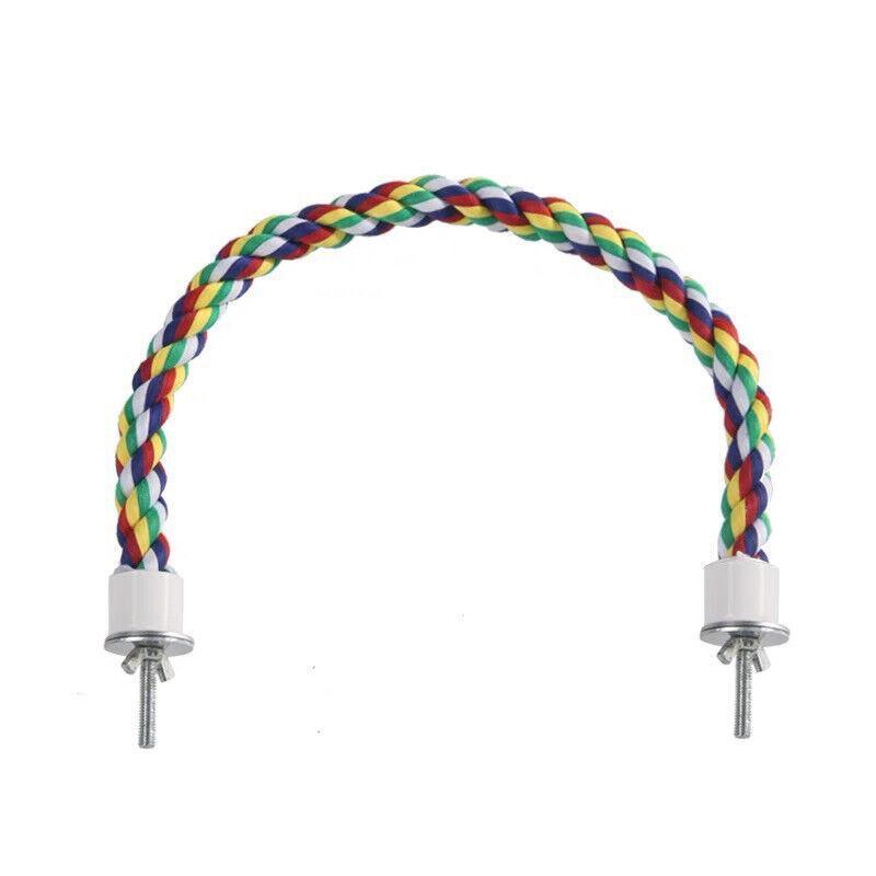 Parrot Rope Perch Colourful Bird Cage Toy Cotton Bungee Swing for Pet Birds - 80CM