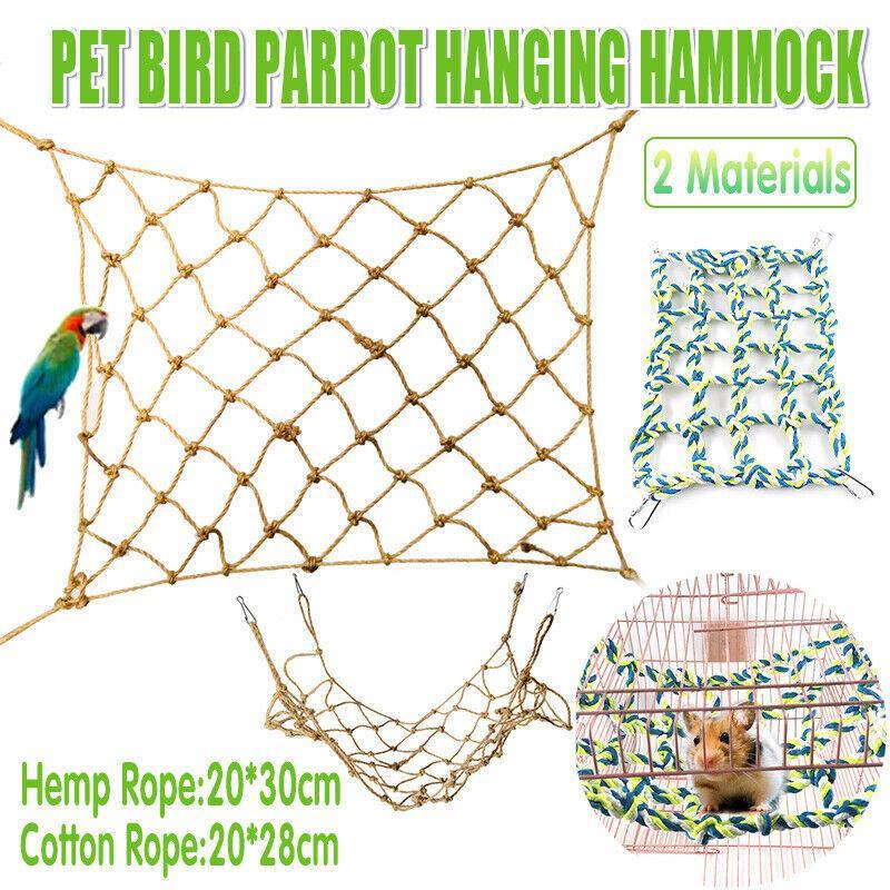 Hanging Climbing Net for Birds and Small Pets Cotton or Hemp Rope Cage Hammock - Cotton Rope