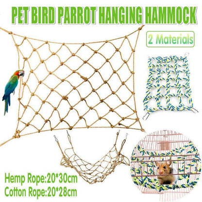Hanging Climbing Net for Birds and Small Pets Cotton or Hemp Rope Cage Hammock - Cotton Rope