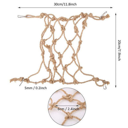 Hanging Climbing Net for Birds and Small Pets Cotton or Hemp Rope Cage Hammock - Hemp Rope