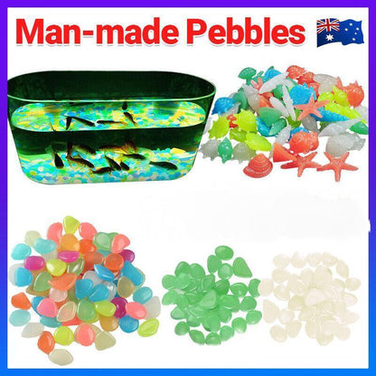 Pebbles Stone Glow in the Dark Rock Fish Tank Stones Garden Road - Green