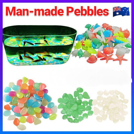 Pebbles Stone Glow in the Dark Rock Fish Tank Stones Garden Road - Green