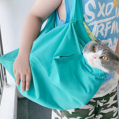 Portable Pet Shoulder Tote Bag for Cats and Small Dogs Outdoor Travel Carrier - Blue