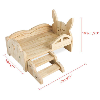 Wooden Rabbit Bed Small Animal Pet Cot Durable Sleeping Platform for Indoor Use