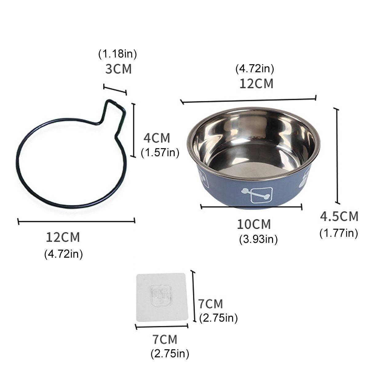Stainless Steel Pet Bowl Hanging Cat Food Water Bowl Durable for Dogs and Cats - Blue-12cm