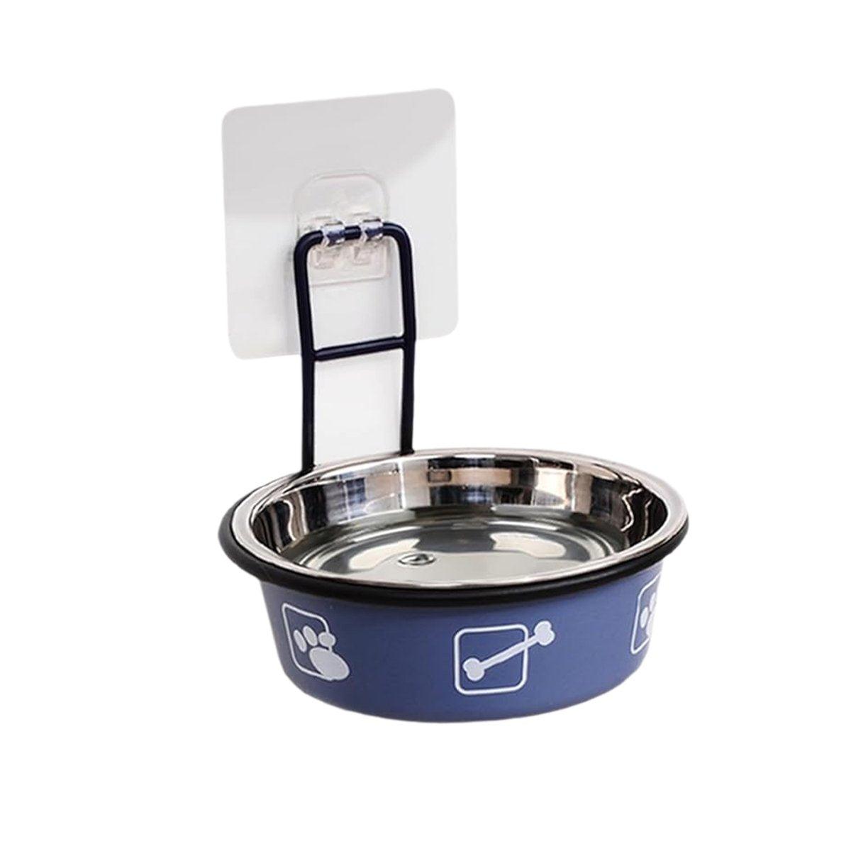 Stainless Steel Pet Bowl Hanging Cat Food Water Bowl Durable for Dogs and Cats - Blue-12cm
