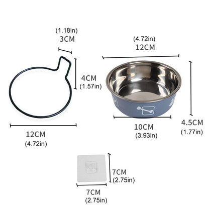 Stainless Steel Pet Bowl Hanging Cat Food Water Bowl Durable for Dogs and Cats - Red-12cm