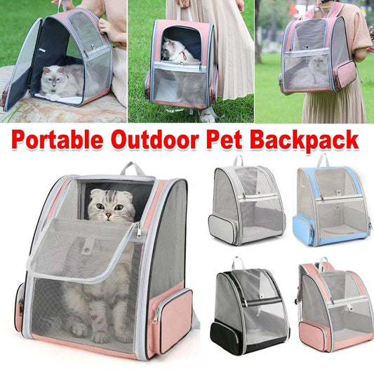 Large Foldable Breathable Portable Cat Dog Bag Outdoor Shoulder Pet Backpack - Pink