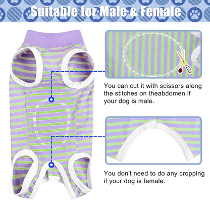 Striped Dog Clothes Belly Protector Vest Tummy Wrap Shirt for Small Dogs Puppies - Grey-XXL