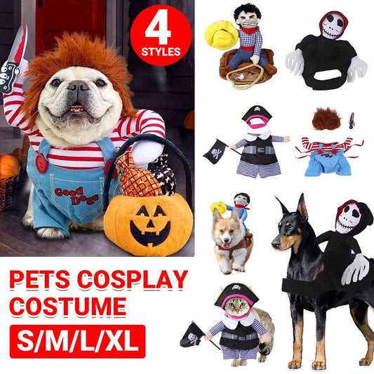 Halloween Dog Costume Pet Accessories Funny Dress Up for Small Medium Dogs - Deadly Doll-L