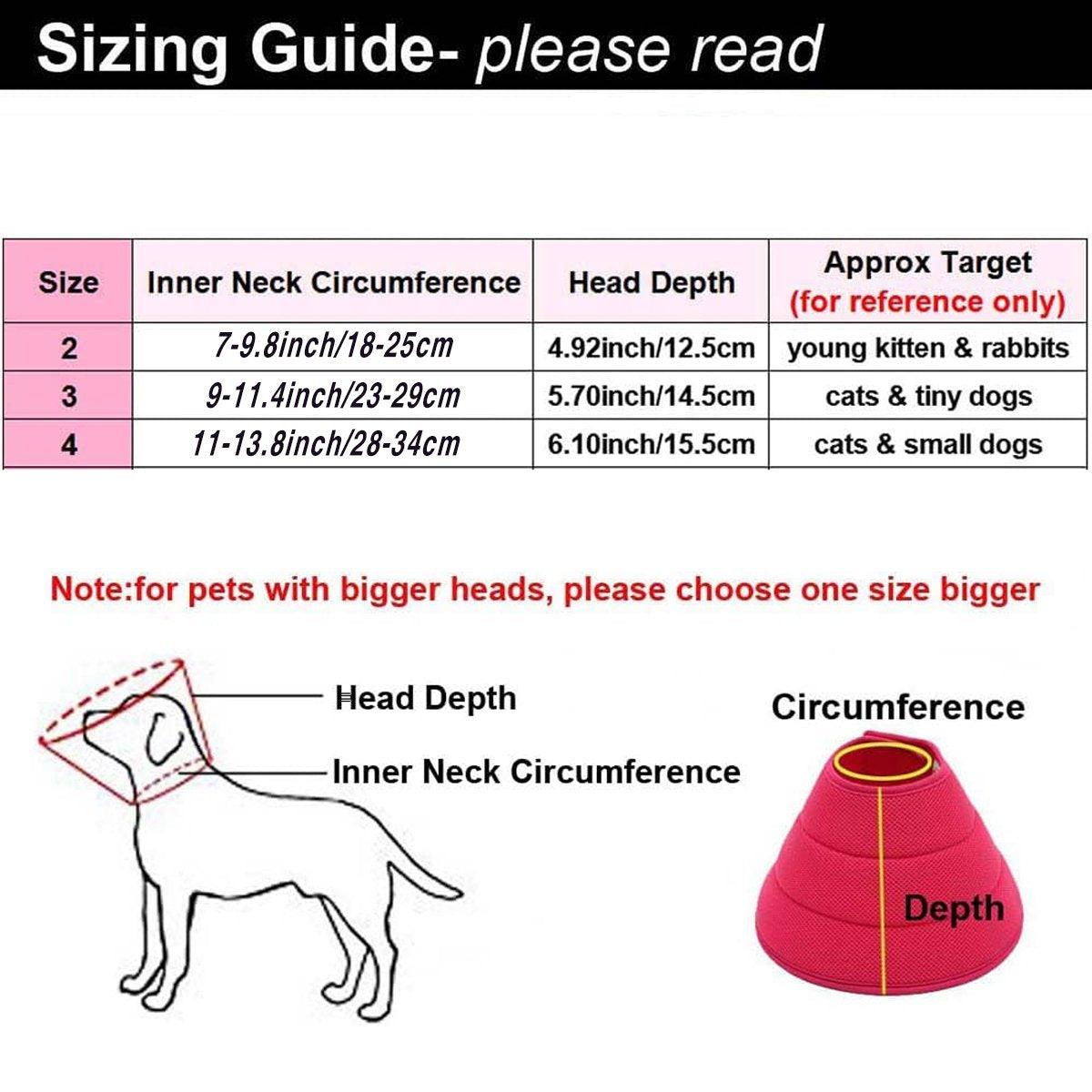 Elizabethan Collar Anti Licking Biting Pet Collar for Cats and Dogs Recovery Use - Rose Red-Size4