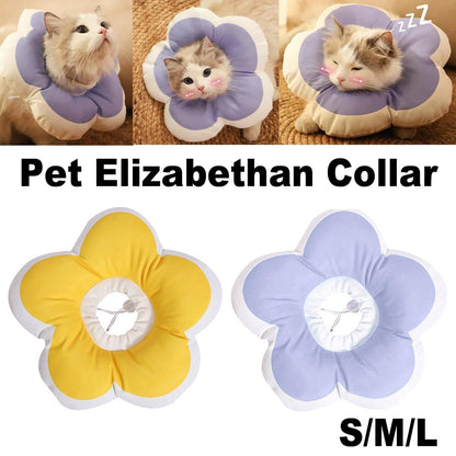 Elizabethan Cat Recovery Collar Anti Licking Pet Cone Protective Neck Ring - Yellow-M