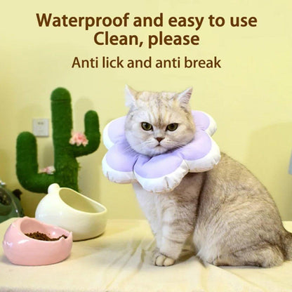 Elizabethan Cat Recovery Collar Anti Licking Pet Cone Protective Neck Ring - Yellow-M